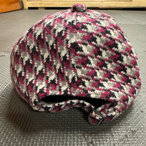 Jcrew purple, gray, black flannel houndstooth adjustable cap hat - Picture 4 of 4